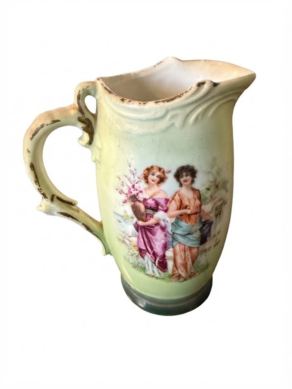 Vintage Creative Germany Porcelain Water Pitcher Classical Women Art Nouveau